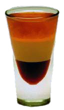 The B-52 is a layered drink prepared using Grand Marnier atop Irish cream over a base of coffee liqueur