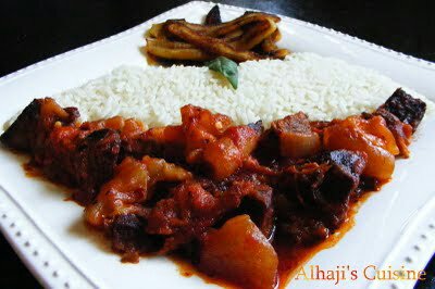 File:Jollof rice with ponmo and plantain.jpg