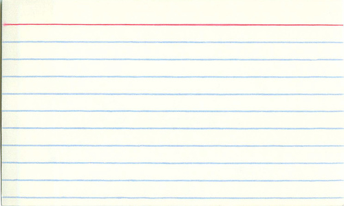 An image of a 3x5 blank notecard. Wikimedia Commons.