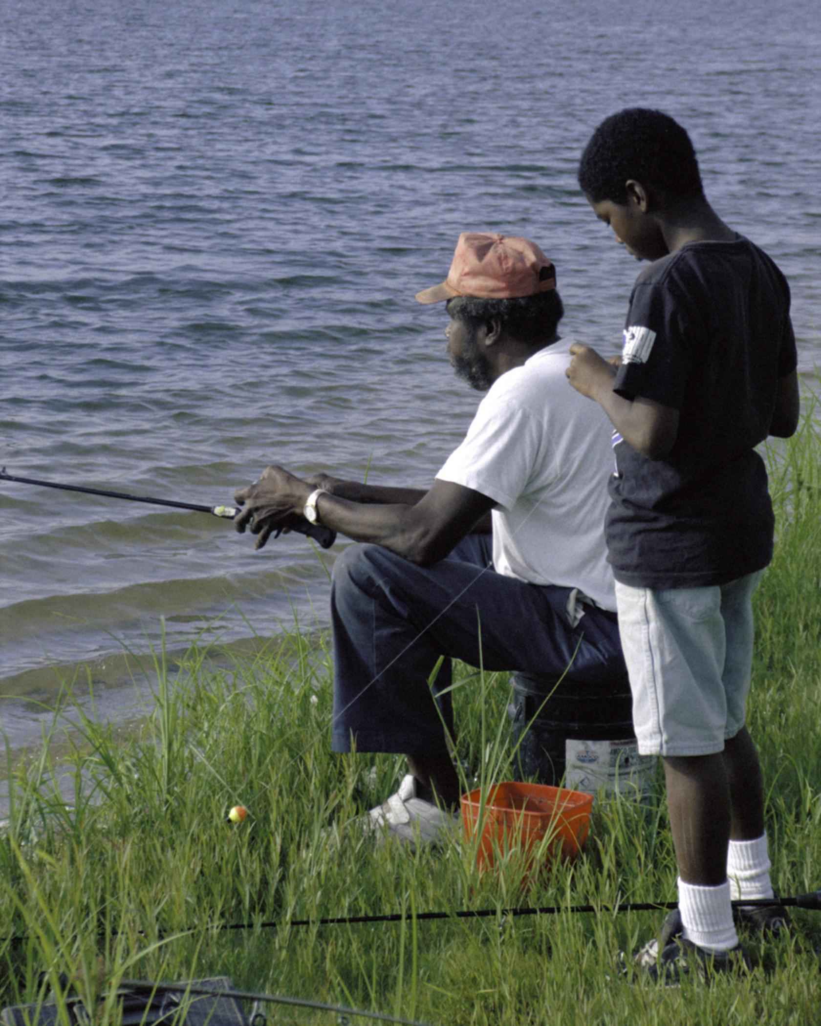 Dad Takes Son Fishing 