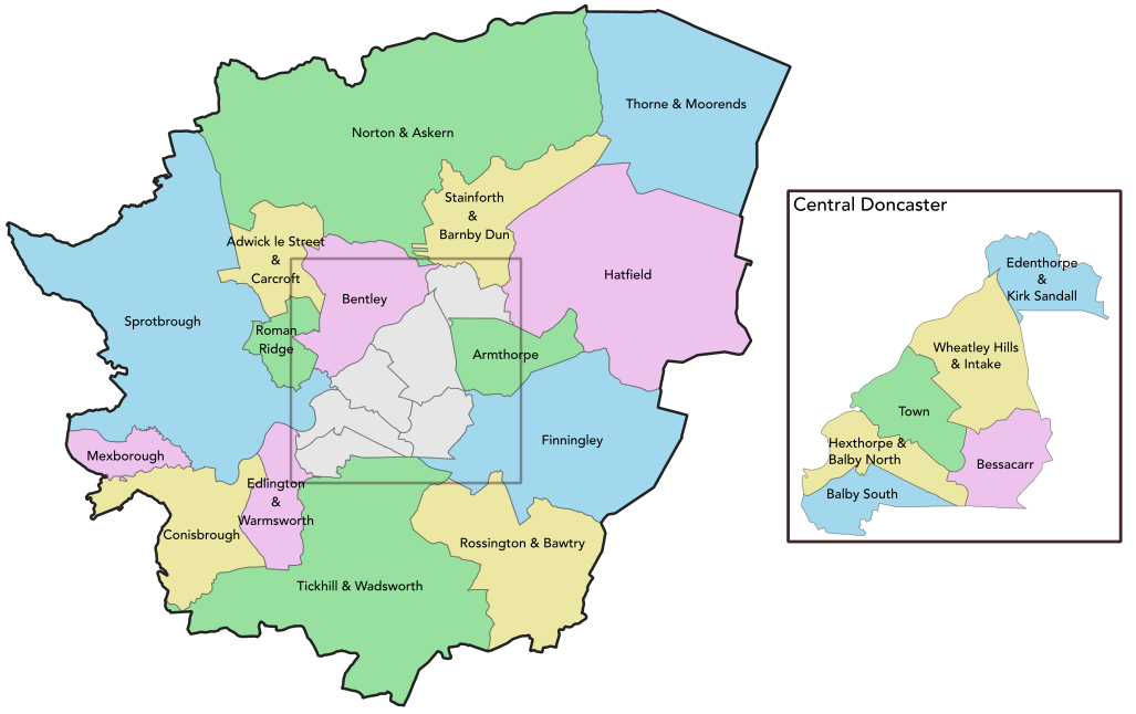 Map of electoral wards in Doncaster.