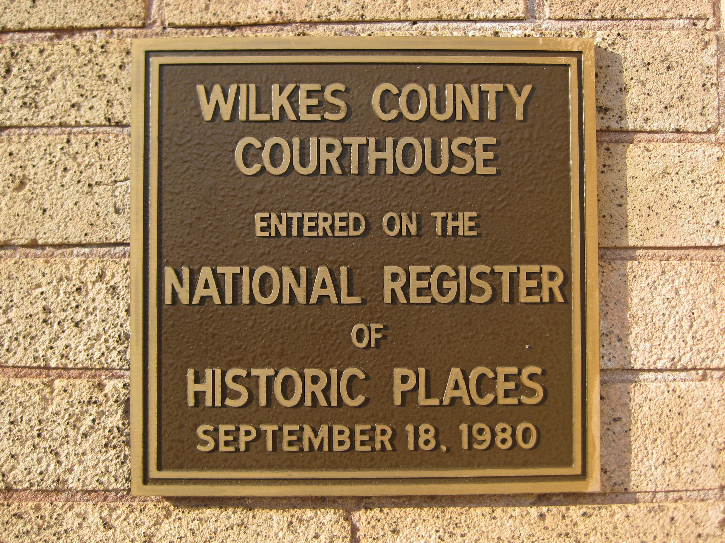 NRHP Plaque, Wilkes County Courthouse.jpg. 