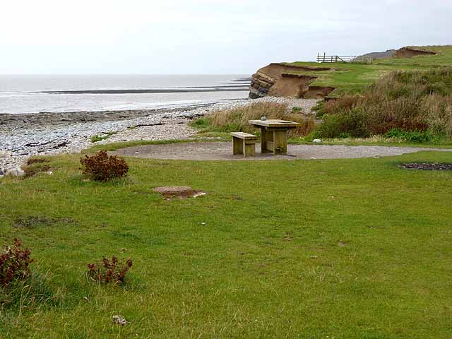 Picnic table above Kilve Beach - geograph.org.uk - 2609362