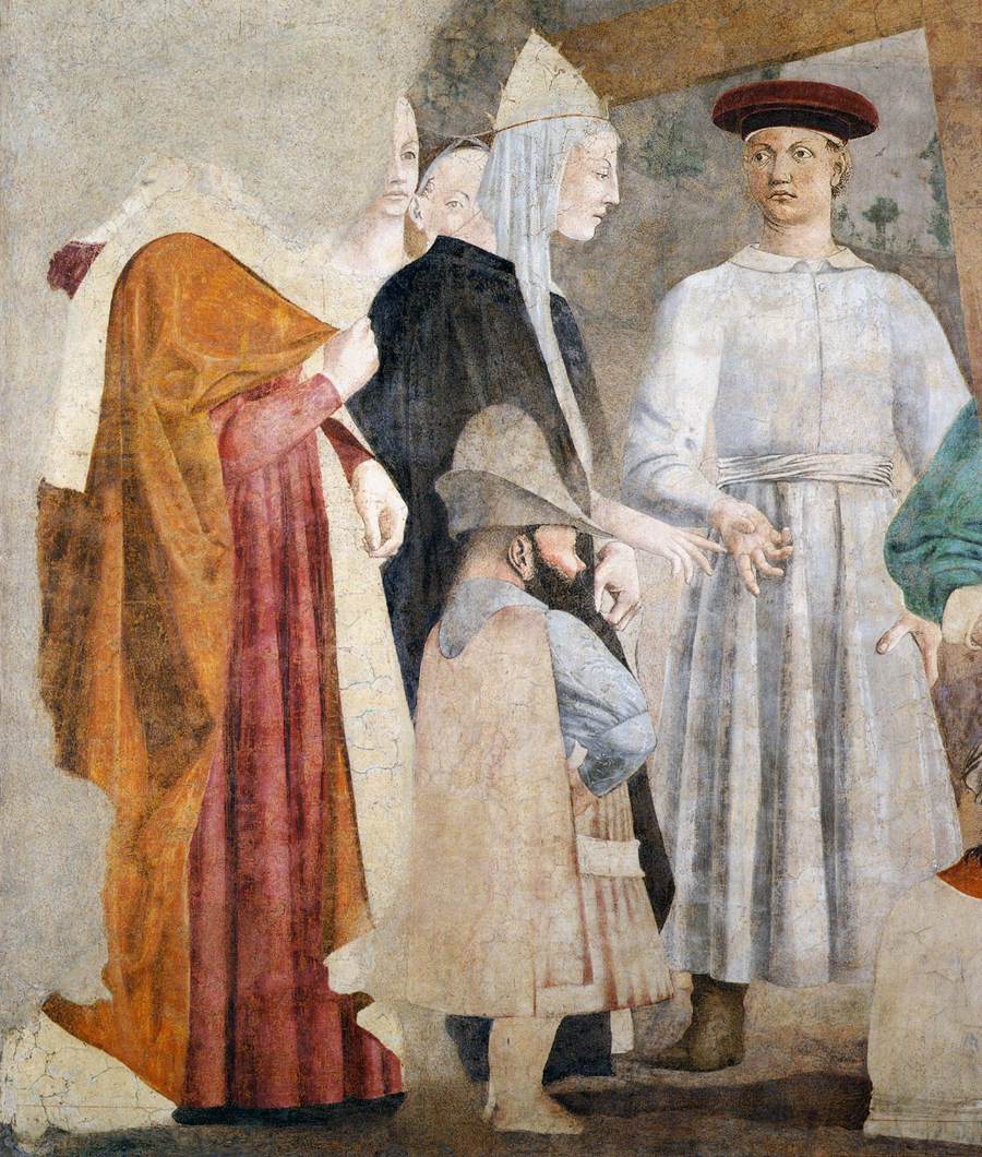 Piero della Francesca, Le Storie della Vera Croce, Ritrovamento delle tre croci (particolare), Basilica di San Francesco, Arezzo