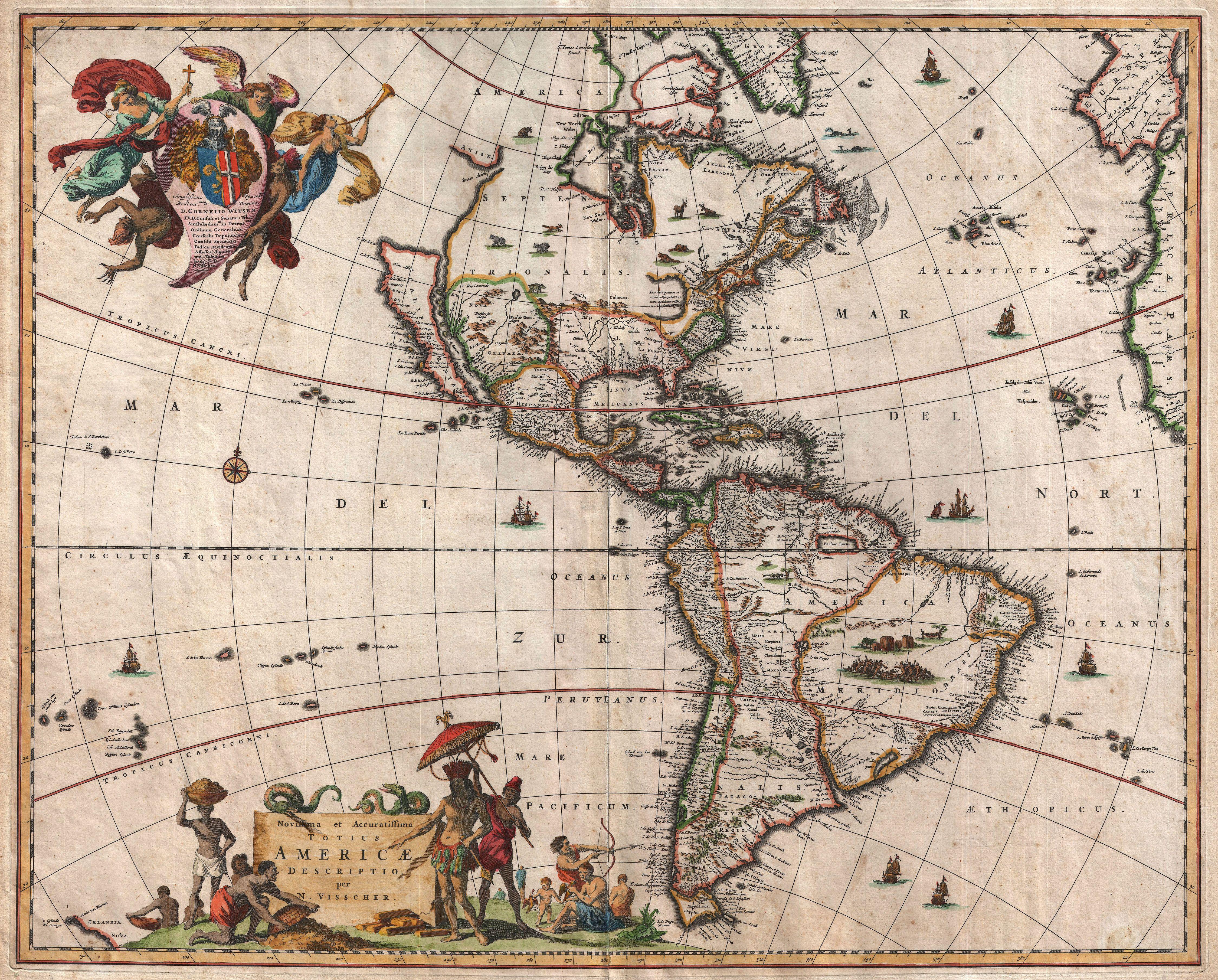 File:1658 Visscher Map of North America and South America ...