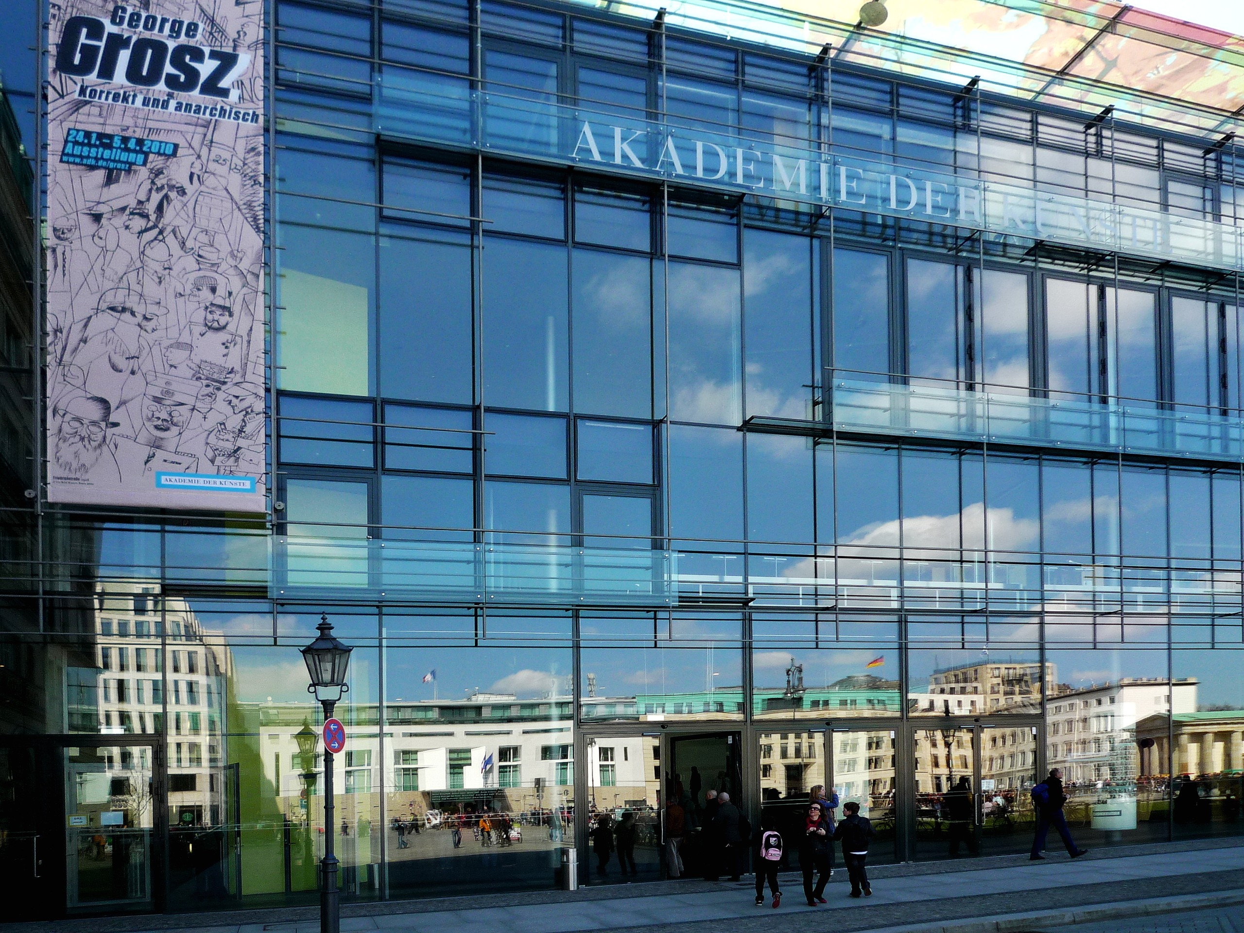 Akademie der Künste (Academy of Fine Arts) at Pariser Platz in Berlin. Facade.