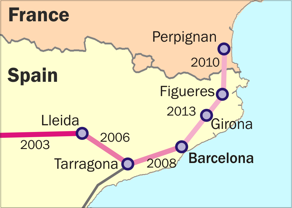carte perpignan espagne Ligne de Perpignan à Figueras — Wikipédia