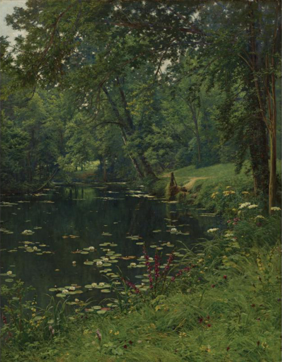 File:Henri Biva, A Woodland Pond, oil on canvas, 110.4 x 140.3 cm