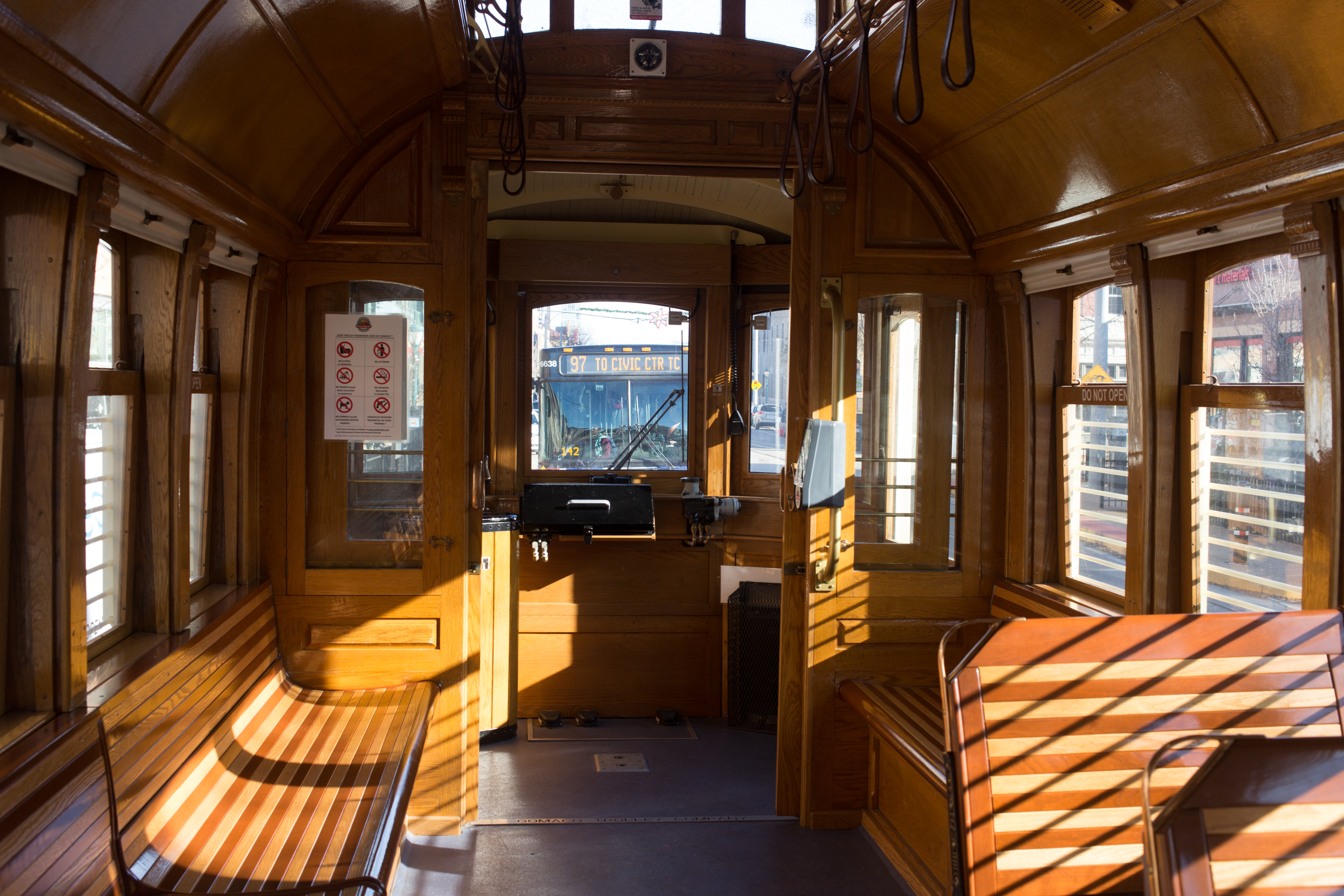 File Interior Of Loop Trolley Car Towards End Without