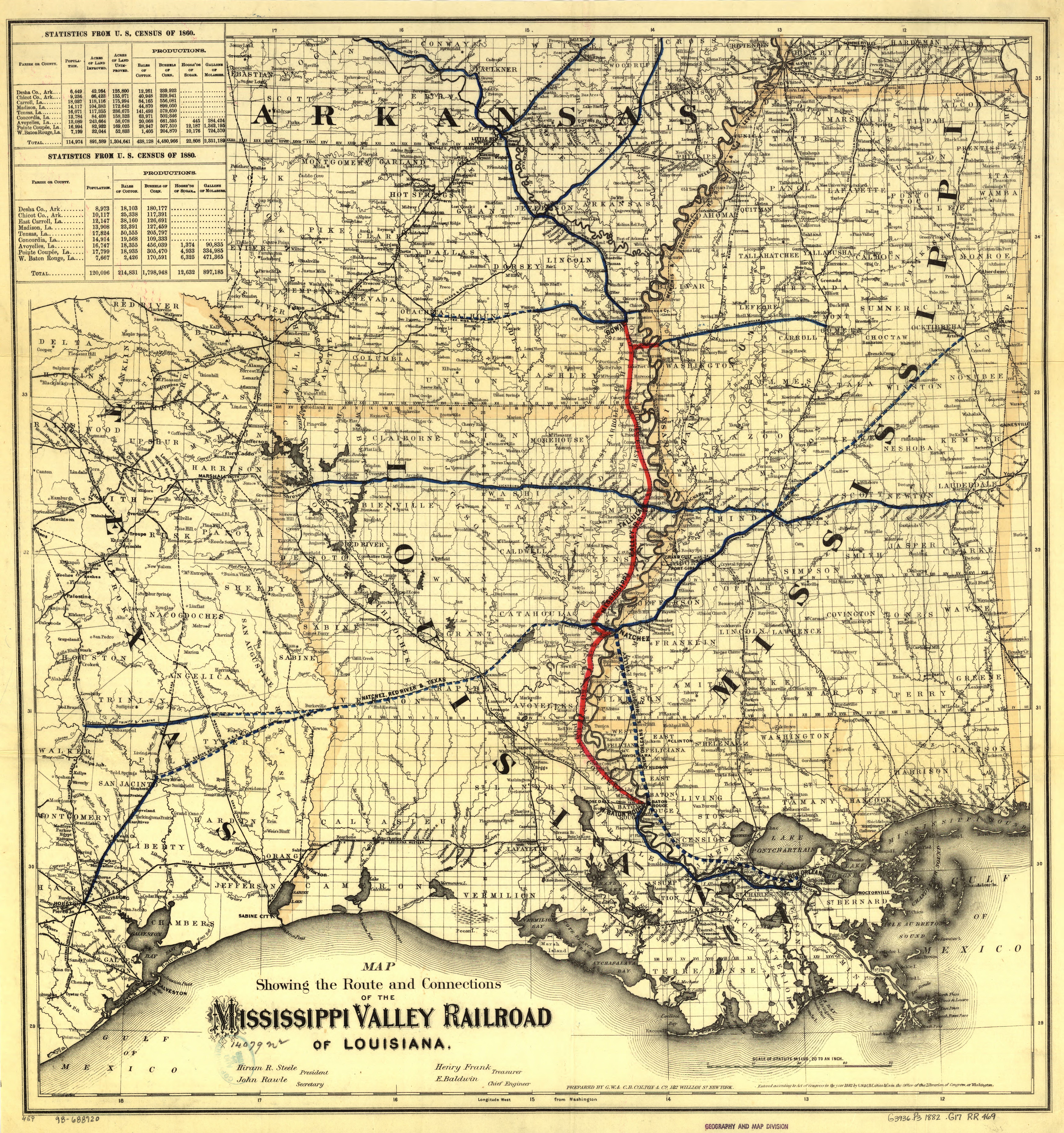 Map of a part of Louisiana and Mississippi, illustrating the
