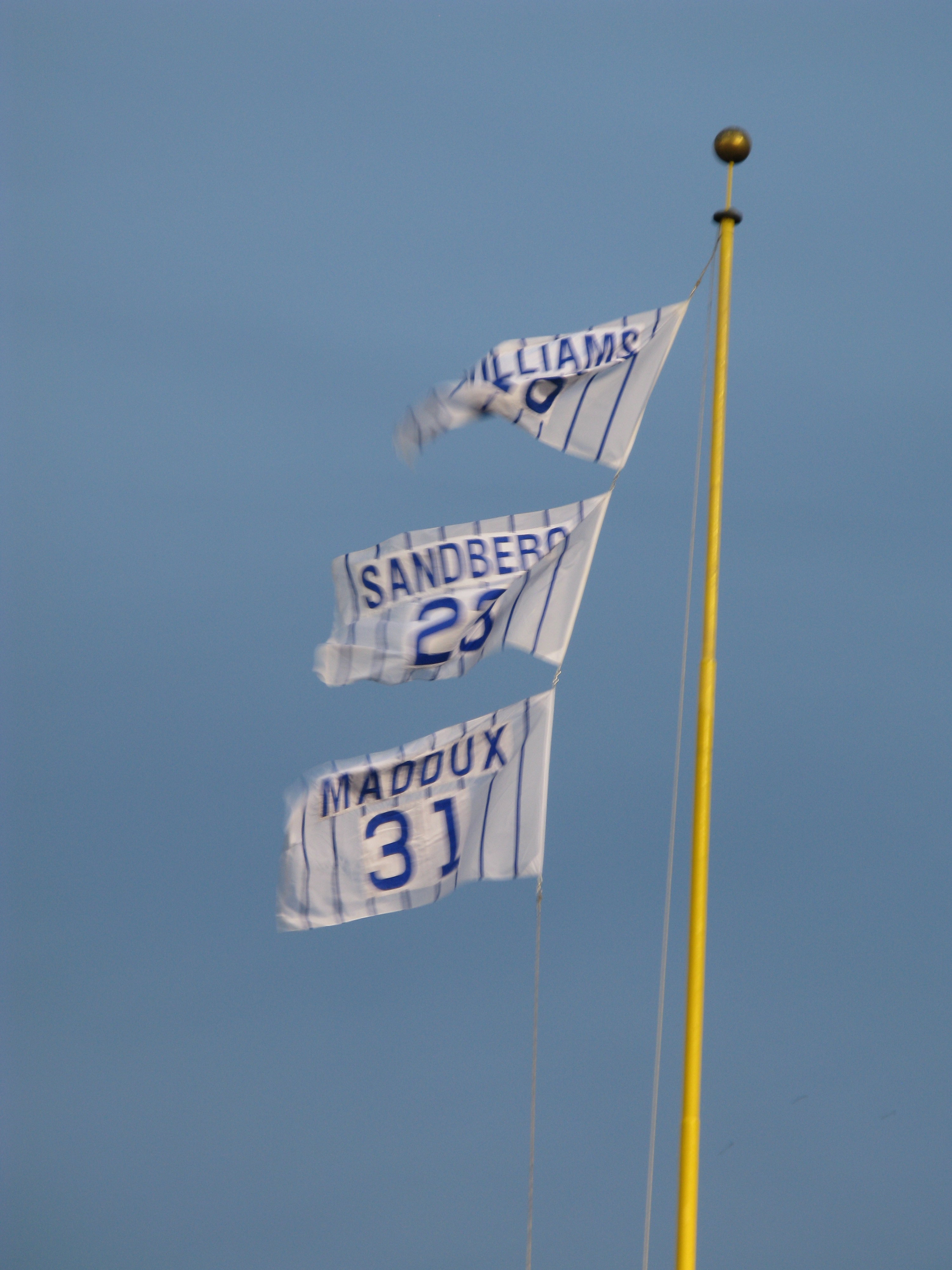 File:Retired numbers of Chicago Cubs (Williams, Sandberg, Maddux