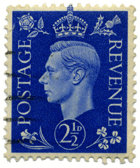 This GB definitive stamp showing King George VI of the United Kingdom was first issued in 1937.