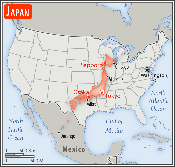 The size of Japan compared to the British Isles [600x600] : r/MapPorn