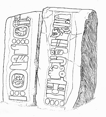 Stelae 12 and 13 from Monte Alban, provisionally dated to 500-400 BCE, showing what is thought to be one of the earliest calendric representations in Mesoamerica. Monte Alban Stela 12 & 13.jpg