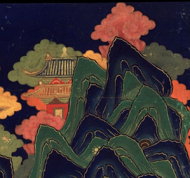 File:Temple in mountains and clouds detail, Arhat Bakula 17h century, khienri style, Rubin coll. (cropped).jpg