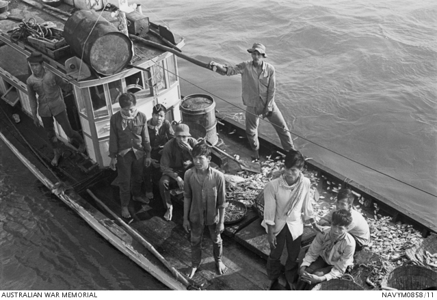 File:Vietcong fishing boat intercepted by HMAS Perth, February 1971.jpg