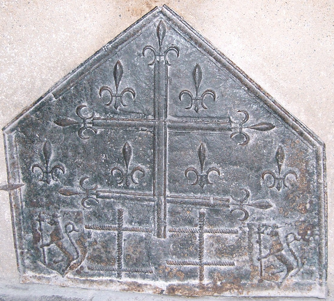 Plaque de cheminée en fonte type triptyque- plaque décorative cheminée