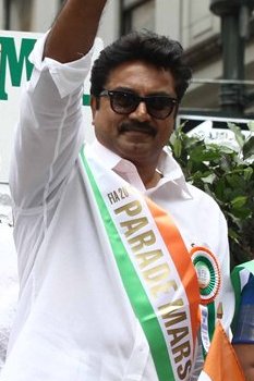 Sarathkumar participating in the American Tamil Sangam Parade