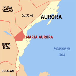 Mapa han Aurora nga nagpapakita kon hain nahamutang an Maria Aurora