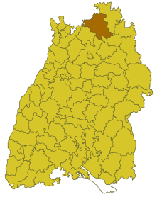 Elhelyezkedése Baden-Württemberg térképén