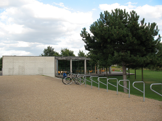 File:Cafe and cycle parking, Thames Barrier Gardens - geograph.org.uk - 1464904.jpg