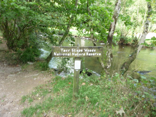 File:Exmoor , Tarr Steps Woods Sign - geograph.org.uk - 1494277.jpg