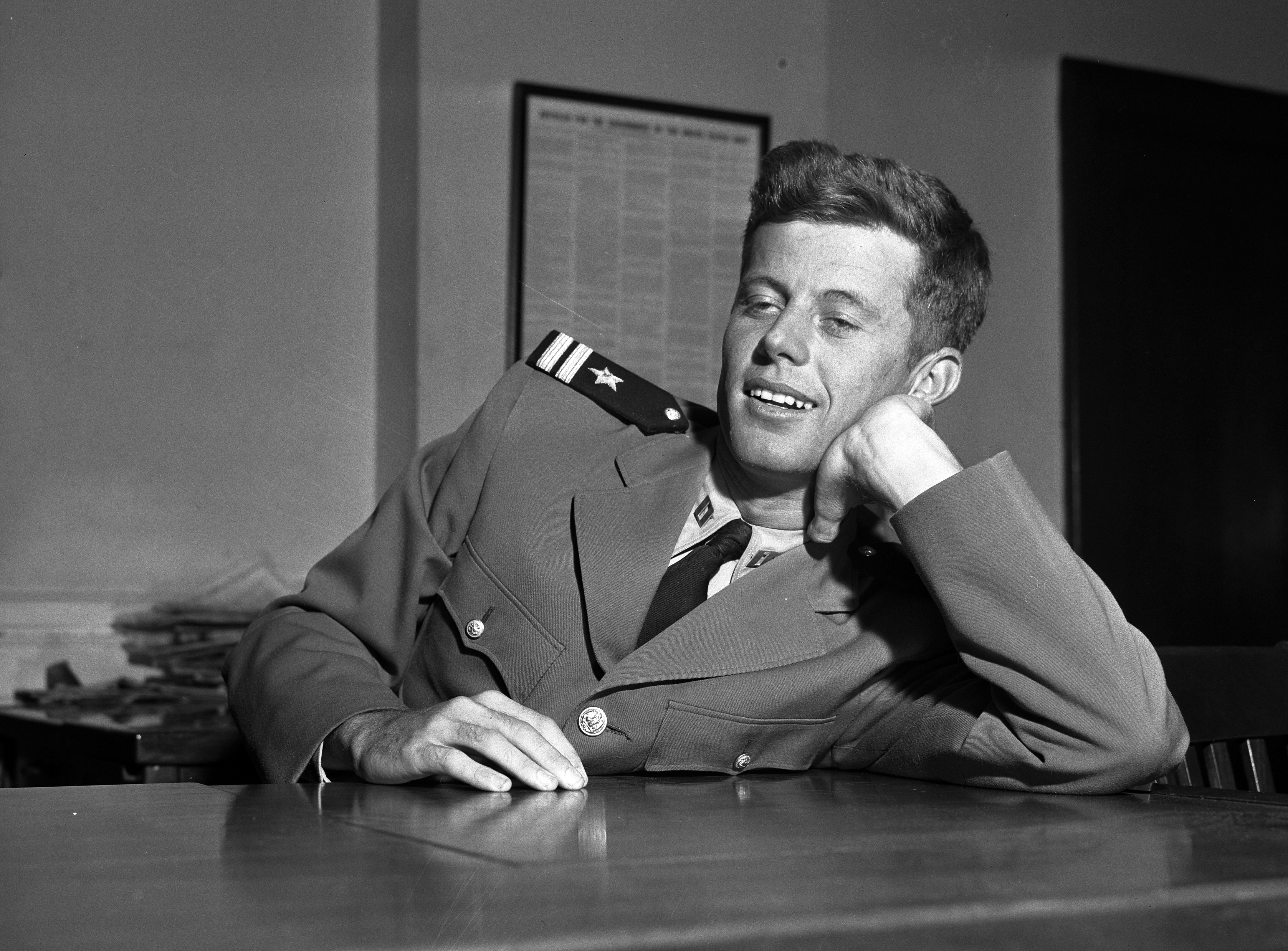 File:John F. Kennedy in navy uniform, circa 1943.jpg - Wikimedia Commons