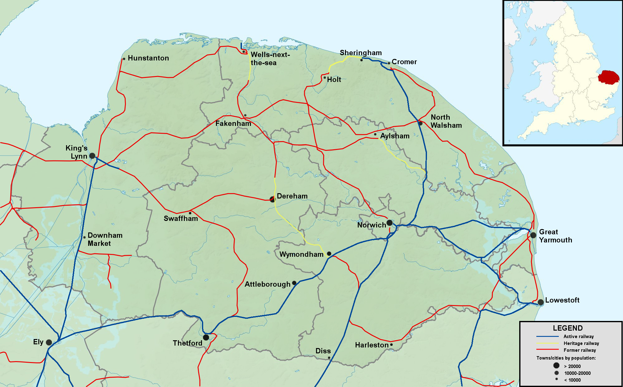 pre beeching railway map Railways In Norfolk Wikipedia pre beeching railway map