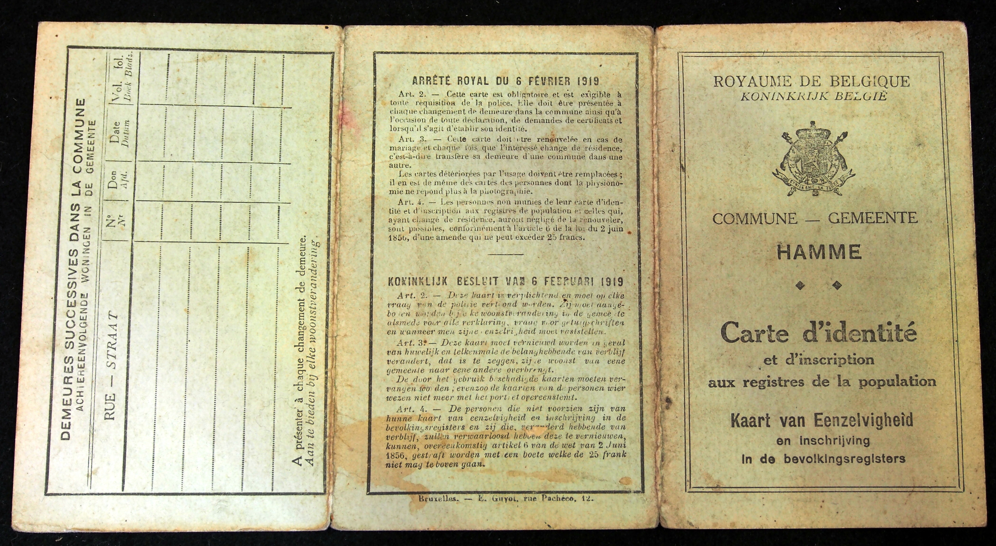 Vouwen dump focus File:Oude Carte dIndentité Gemeente Hamme, Mechaut, 7 Januari 1854,  pic2.JPG - Wikimedia Commons