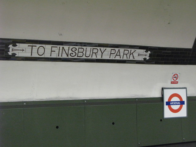 "TO FINSBURY PARK" (Arsenal Underground station sign) - geograph.org.uk - 1401143