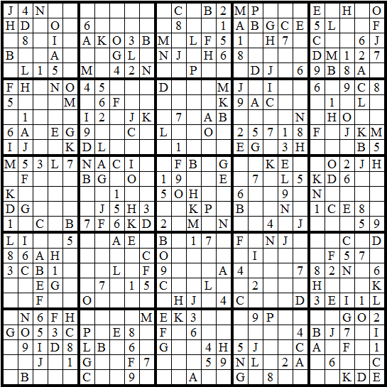 25 x 25 Large Sudoku Solving Hints