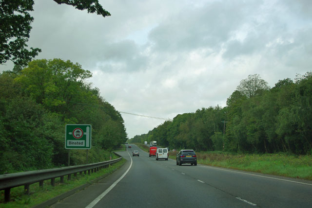 File:A27 - approaching the turning for Binstead, banned for most - geograph.org.uk - 2614848.jpg