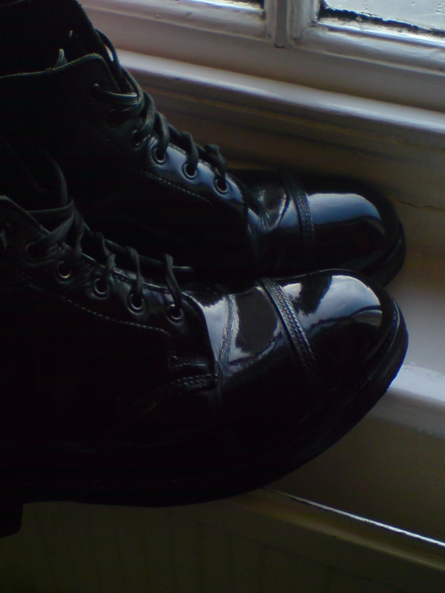 shining black boots