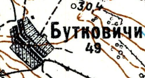 Деревня Бутковичи на карте 1926 года
