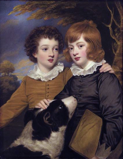 File:Henry Gawler (1766-1852) and his brother John Bellenden Ker (1765-1842) holding a portfolio, as children with their dog by Henry Bone.jpg