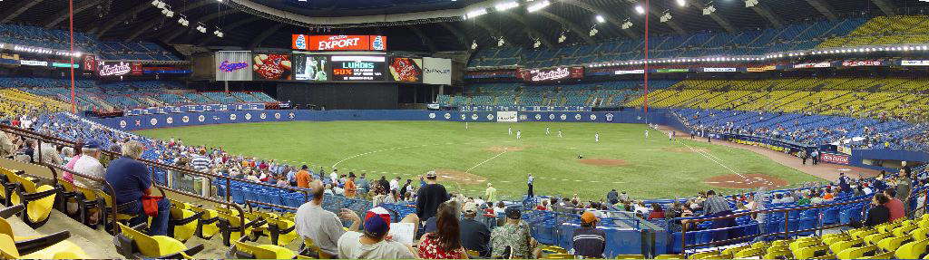 Panoramic view taken prior to an Expos game at Olympic Stadium in 2004.