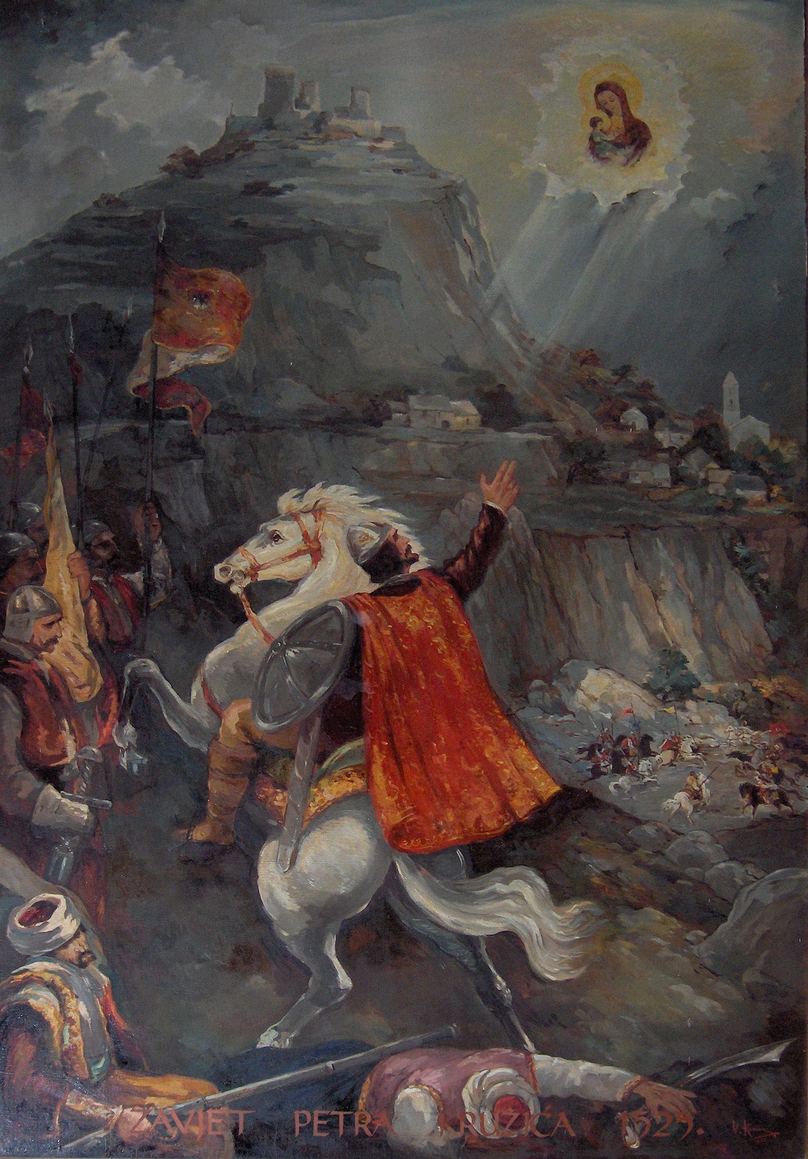 Petar Kružić fighting the Ottomans, painted by [[Josip Horvat Međimurec]]