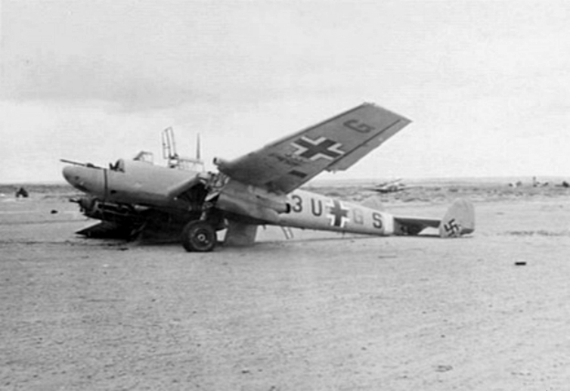 File:Wrecked Me 110 of ZG 26 in North Africa c1942.jpg