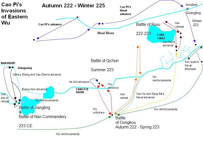 File:Cao Pi's invasions of Eastern Wu.png