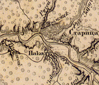 Деревня Накол на карте 1863 года