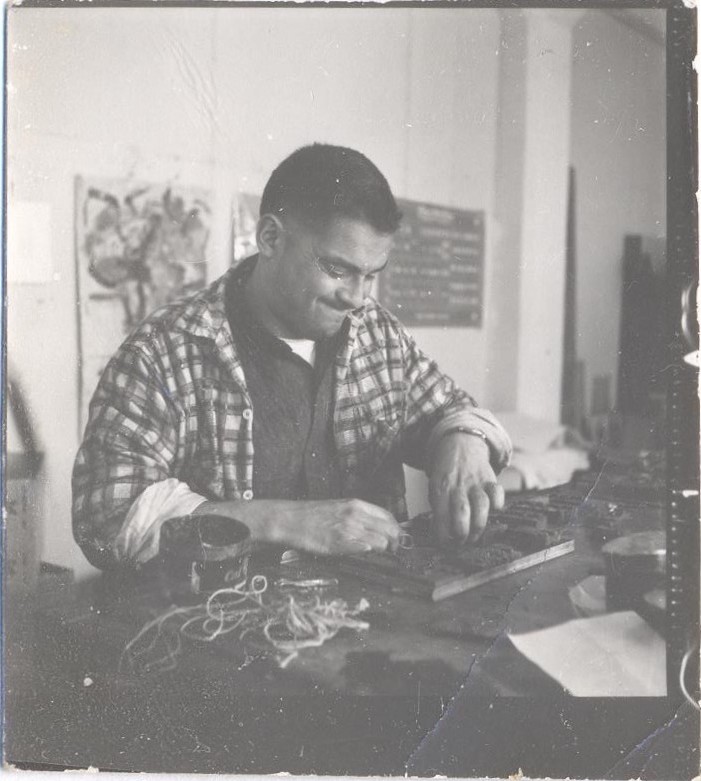 David Ruff working at The Print Workshop