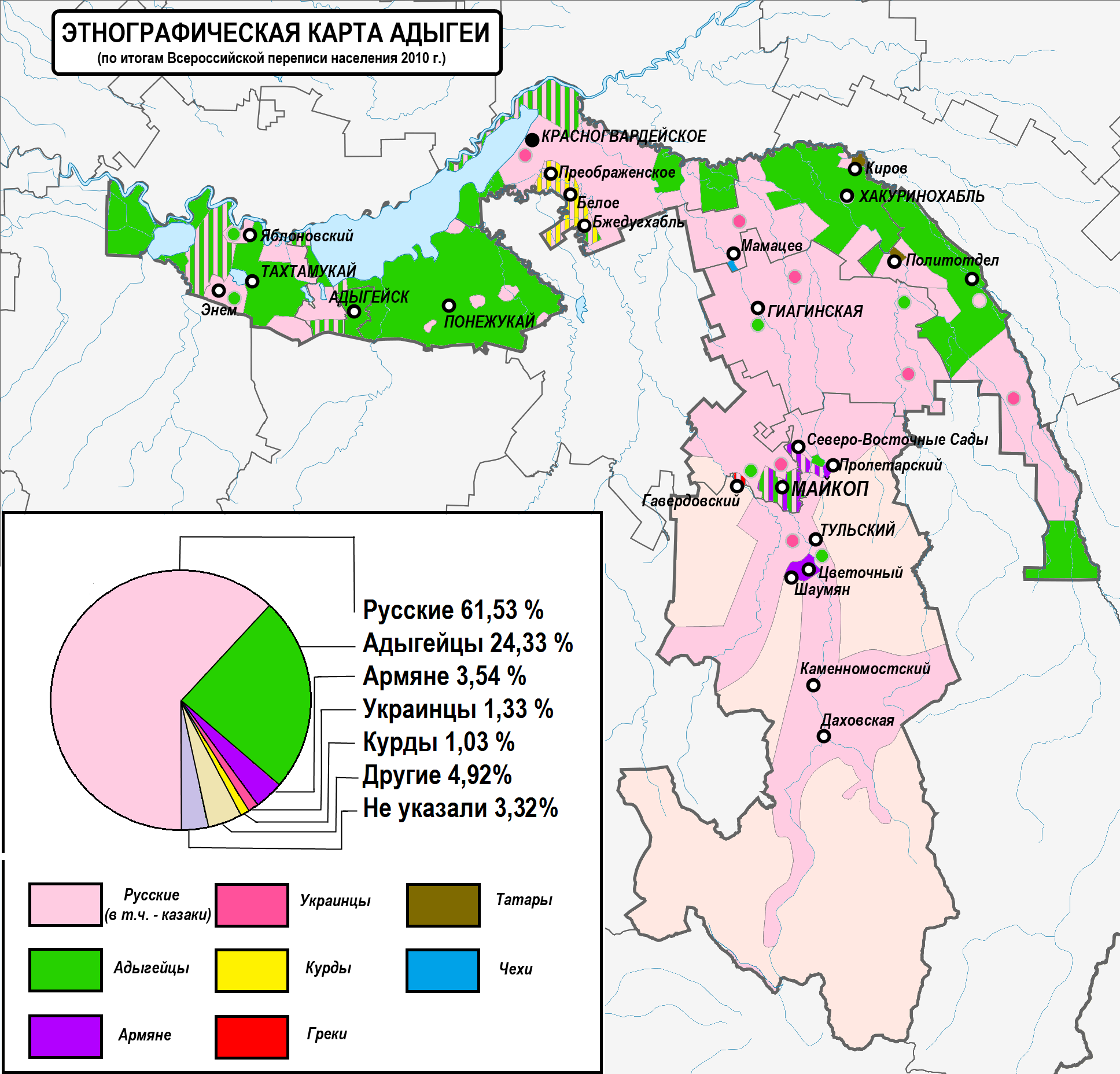 Карта адыгейской республики