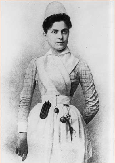 A young Lillian Wald in nurse uniform