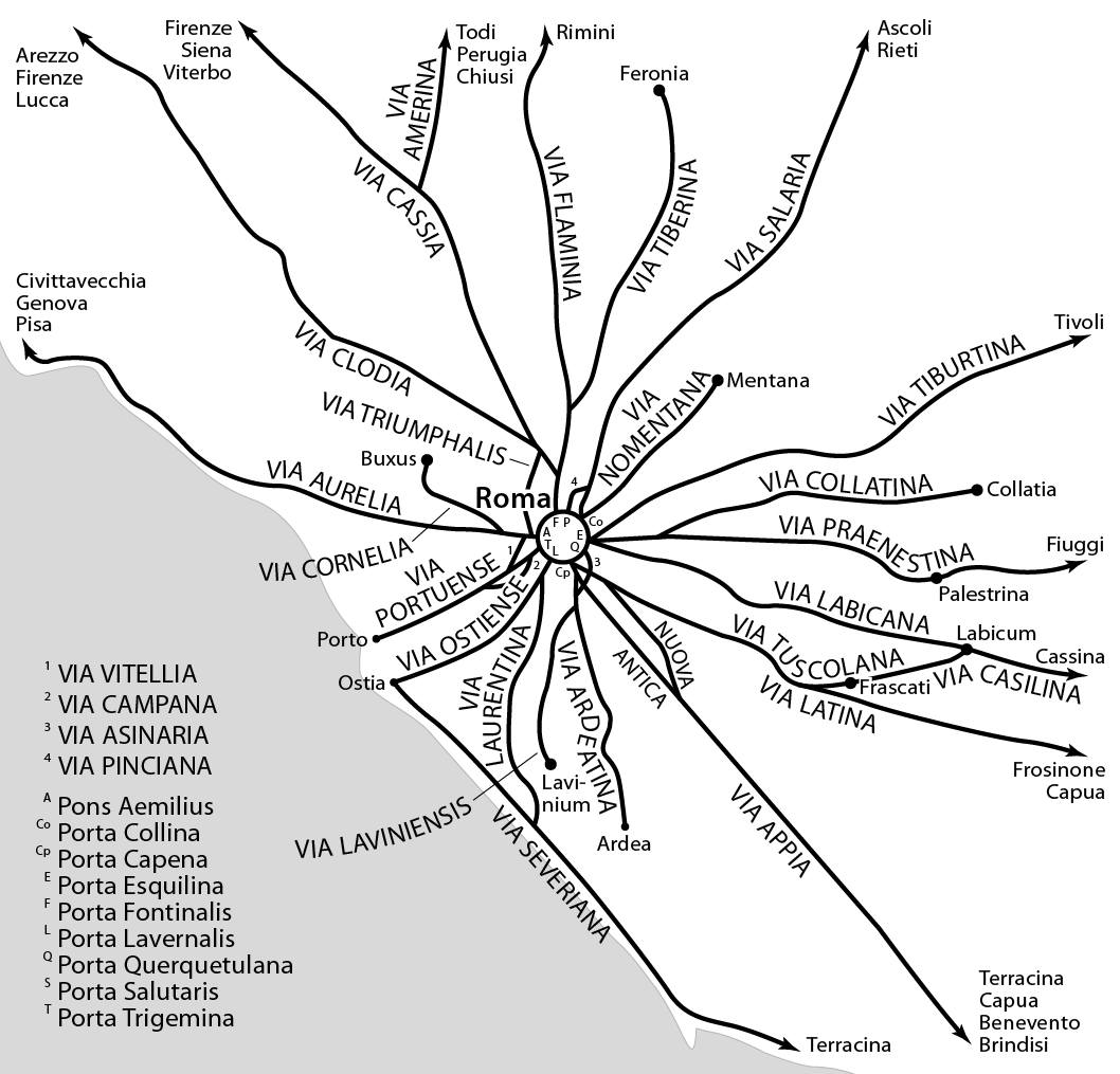 ancient roman roads map