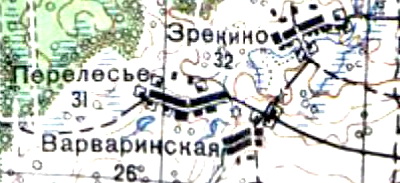 Деревня Варваринская на карте 1940 года