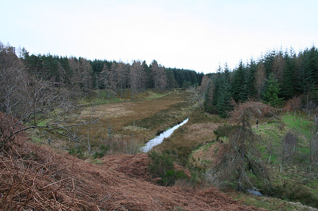 File:Drainage ditch and standing gun south of Auldusack. - geograph.org.uk - 310746.jpg