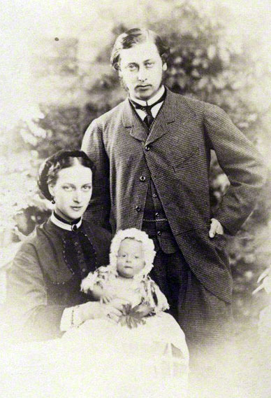 The Prince and Princess of Wales, Albert Edward and Alexandra, with their new-born son, Albert Victor, 1864