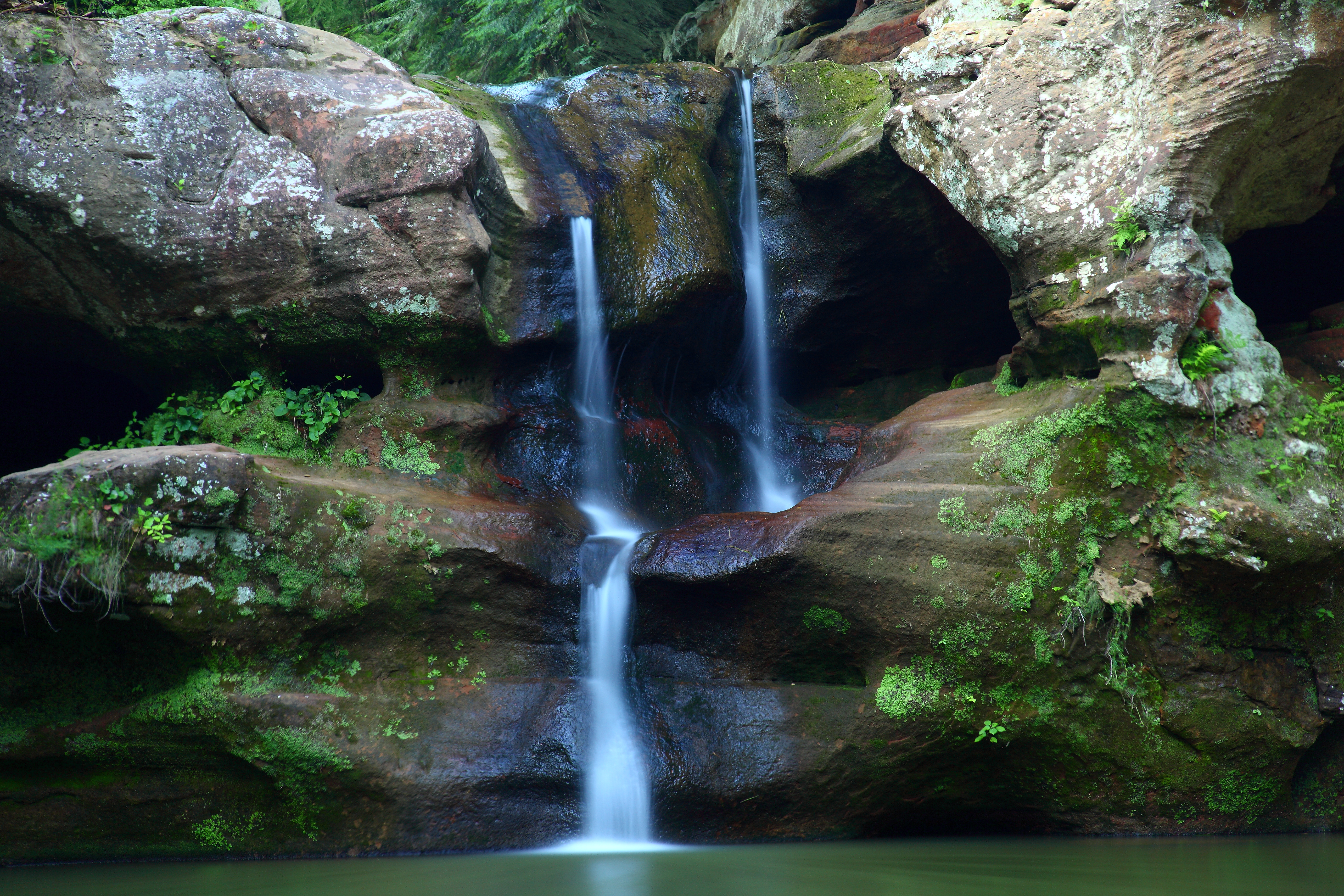 Природа Япония водопад пещера