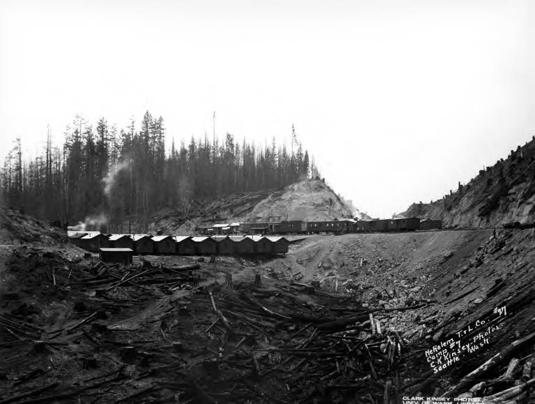 File:Railroad camp on hillside, Nehalem Timber & Logging Company, Scappoose, ca 1922 (KINSEY 2426).jpeg
