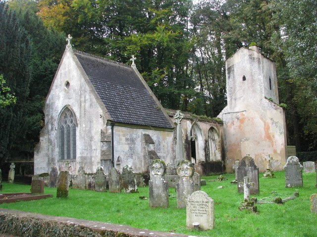 File:Ruins of the old St Mary's church and the Rolle family mausoleum by the churchyard in Bicton Park - geograph.org.uk - 1564073.jpg
